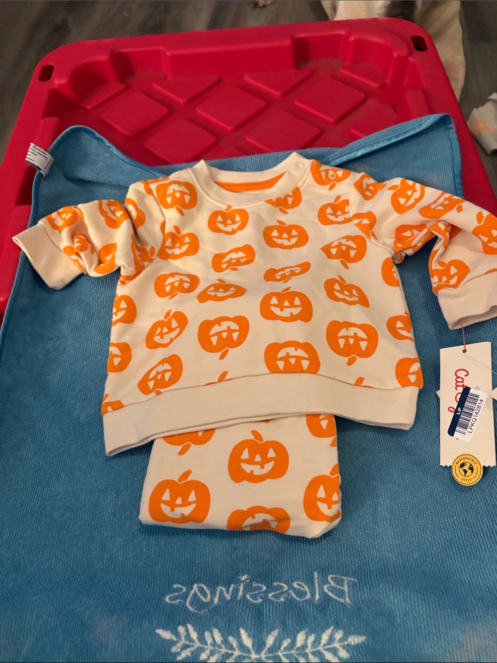 Cat & Jack Cream and Orange Jack-O'-Lantern Matching Set